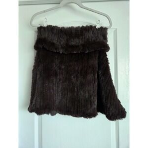 VTG Redfish Designs 100% Rabbit Fur Shrug Wrap Dark Brown Capelet Bolero OneSize